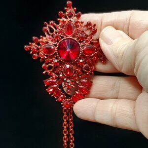 Vintage Swarovski Ruby Red Crystal Brooch Pin by St.John